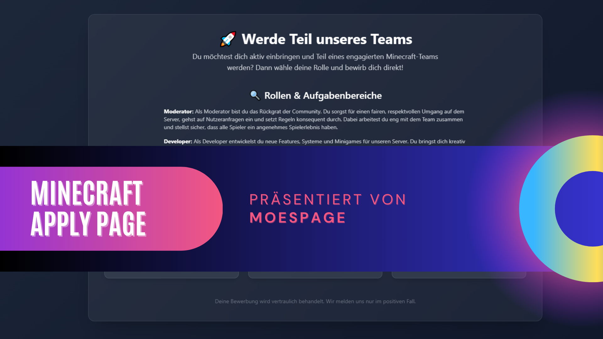 Apply Page für Minecraft-Server